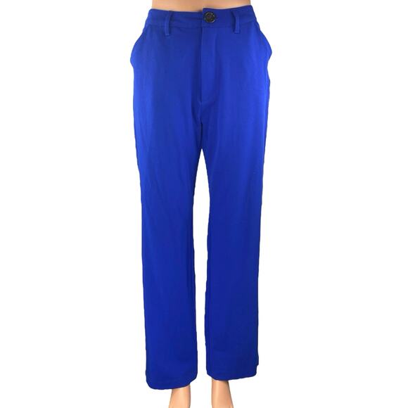 WeWoreWhat Danielle Bernstein Blue Widet Leg High Waisted Trousers Dress Pants 2 - Picture 1 of 5